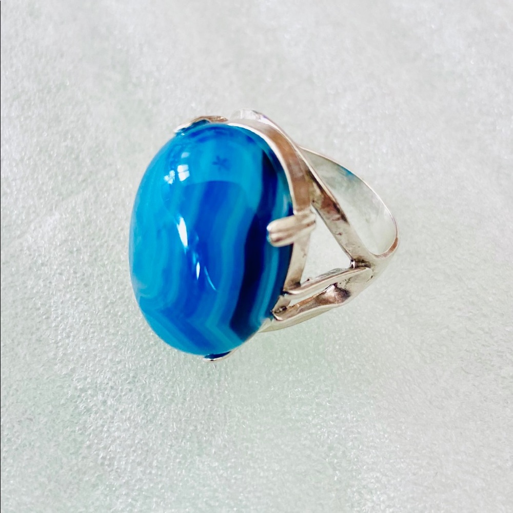 💎💥 Fabulous 1 of a kind  Blue Onyx 💎 set in Sterling silver ring